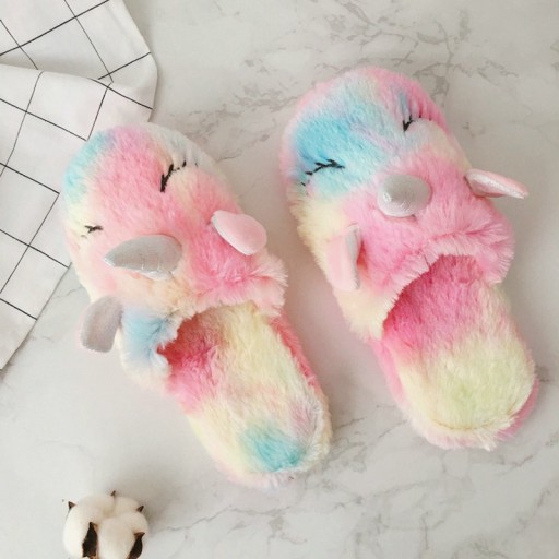 Papuci de casă pentru femei - Unicorn colorat