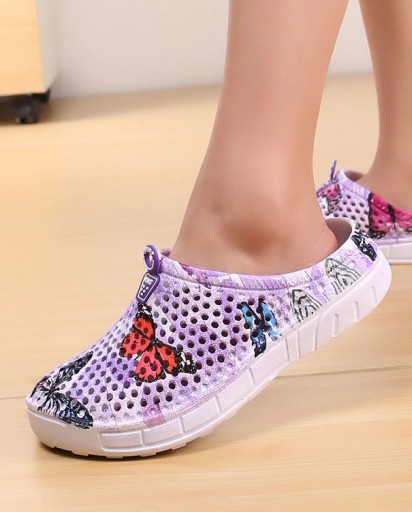 Papuci de cauciuc pentru femei, cu imprimeu fluture