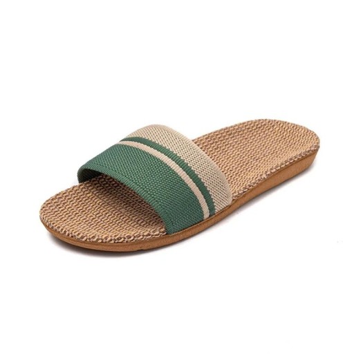 Papuci de suprafață țesuți de vară pentru bărbați Papuci cu talpă plată, ușoare, respirabile, Papuci de casă eleganti Design minimalist