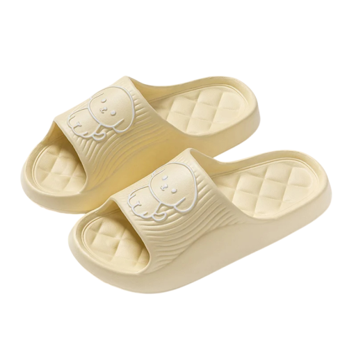 Papuci flexibili, anti-alunecare, moi, pentru adulți, cu model de câine din desene animate, papuci de casă, drăguți, confortabili, pantofi unisex