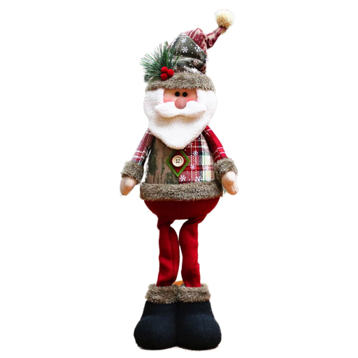 Păpușa decorativă de Crăciun 55 cm Cu barbă și căciulă Figurina stând sau șezând din PP și fleece Decorațiune de Crăciun elegantă
