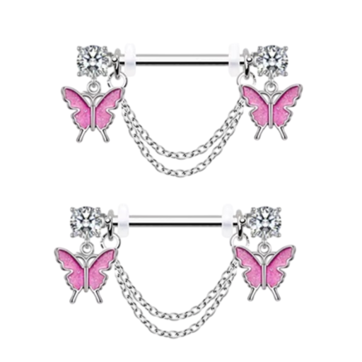 Par de joyas de mariposa para pezones tamaño 1,6 mm Piercing corporal brillante para mujeres y chicas Símbolo sutil de libertad y elegancia