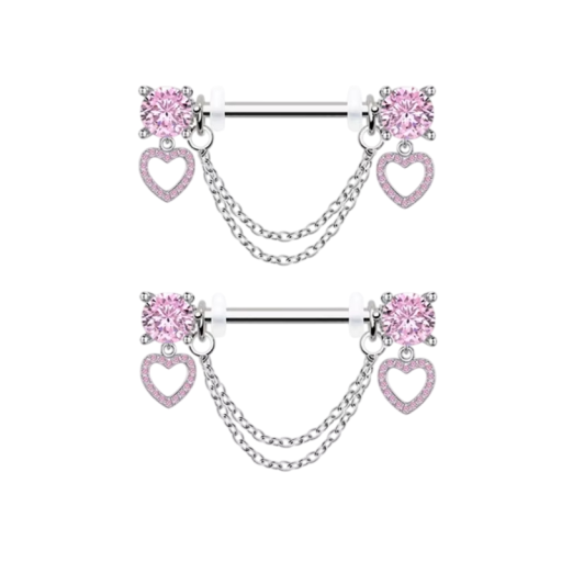 Par de joyas en forma de corazón para pezones tamaño 1,6 mm Piercing corporal brillante para mujeres y chicas Con un delicado motivo romántico