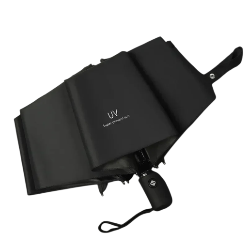 Parapluie noir élégant résistant au vent Parasol imperméable avec protection UPF50+ 72 baleines en fibre de verre solides Protection contre le soleil et la pluie