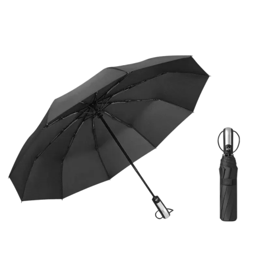 Parapluie pliant automatique 35x6x6 cm Parapluie robuste avec dix baleines Parapluie de commerce résistant au vent Résistant à la pluie Accessoire élégant et solide