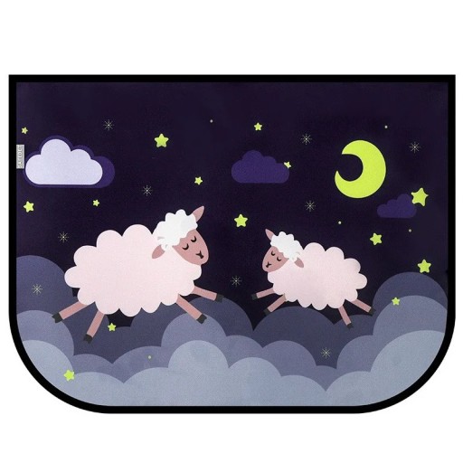 Parasolar auto 60x45 cm cortină UV laterală pentru copii model de oaie cu desene animate accesoriu elegant pentru mașină protecție solară bebeluși și copii mici