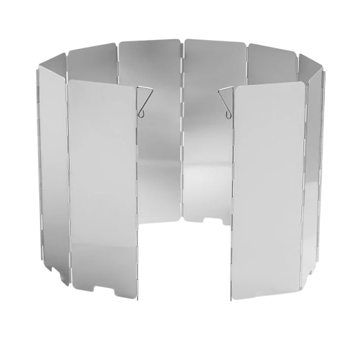 Paravan pliabil pentru gătit 13,5 x 65 cm, format din 9 piese din aluminiu, cu cârlige de agățare pentru aragaz de exterior pe gaz