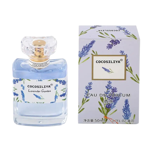 Parfume COCOSILIYA Naturlig blomsterduft Lavender garden 50 ml Langtidsholdbar parfumeret vand Blå Let frisk parfume til hverdag