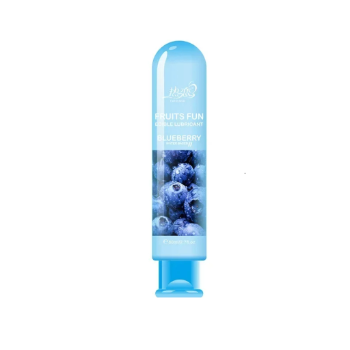 Parfumeret spiselig vandbaseret glidegel blåbær 80 ml langvarig glidecreme til oral og klassisk brug kompatibel med kondomer diskret emballage