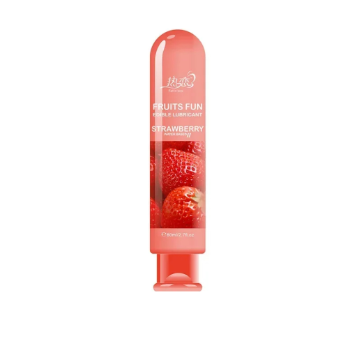 Parfumeret spiselig vandbaseret glidegel jordbær 80 ml langvarig glidecreme til oral og klassisk brug kompatibel med kondomer diskret emballage