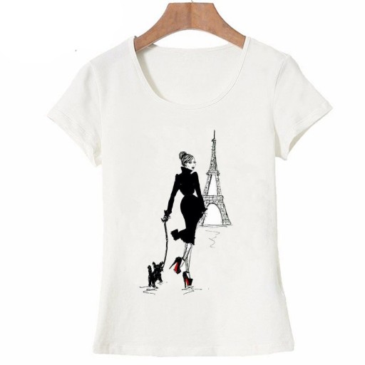 Párizsi motívumú női póló