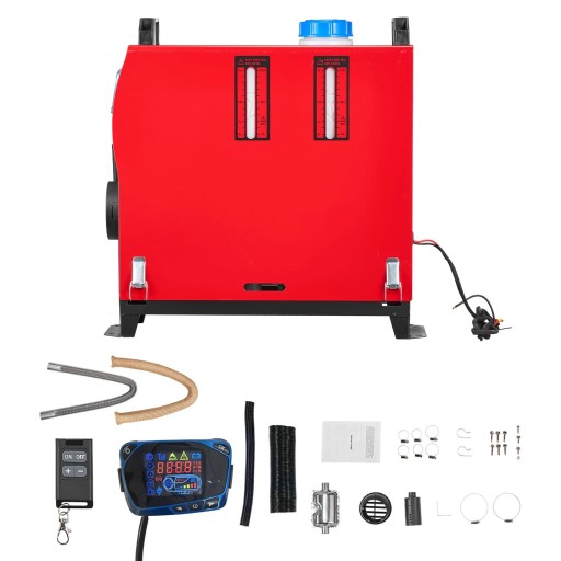 Parkovací ohřívač vzduchu s LCD displejem a dálkovým ovládáním 412 × 180 × 410 mm červený 12–24 V pro auto a karavan
