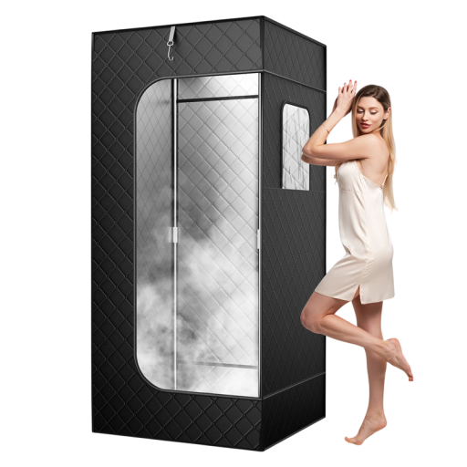 Parní sauna pro jednu osobu s 9 stupni teploty 85 x 85 x 180 cm oxfordská tkanina 1000 W parní generátor 2,6 l černá na saunování