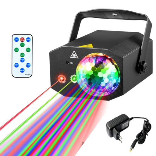 Party Lights DJ Disco Ball Projector with Sound Activation 15 W Stage Lighting Effect for Celebrations Bars Karaoke Weddings and Parties