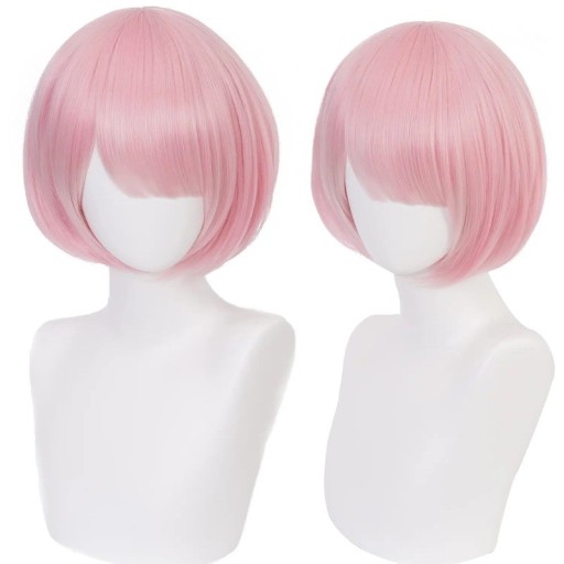 Parucă anime cosplay inspirată de Re Zero Starting Life in Another World, realizată din sintetic, diverse coafuri pentru stilizare