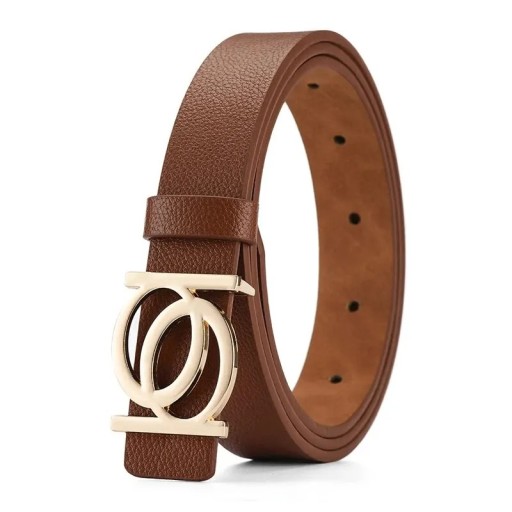 Pasek damski modny 105 x 2,3 cm Skóra ekologiczna Elegancki pasek ze złotą klamrą Stylowy dodatek do sukienek i spodni Nowoczesna moda damska