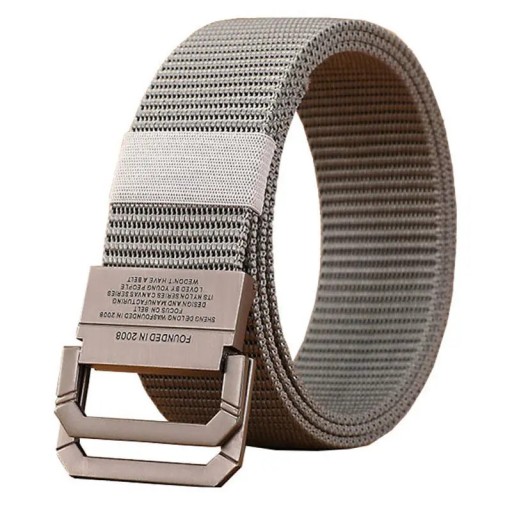 Pasek męski wykonany z wytrzymałego nylonu Czarny styl wojskowy Metalowa klamra z dwoma kółkami Szerokość 3,8 cm Regulowany pasek na co dzień
