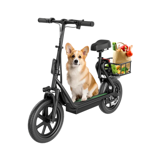 Patinete eléctrico ESBS Pro, 500W, autonomía 100 km, velocidad 35 km/h, batería 54.6V 22.5Ah, ruedas de 14", asiento, cesta, capacidad 120 kg, negro