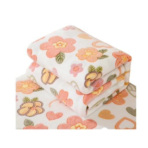 Pătură din fleece pentru pat 180 x 200 cm Cuvertură crem cu model floral și cusătură fină Pătură moale pentru dormitor și canapea