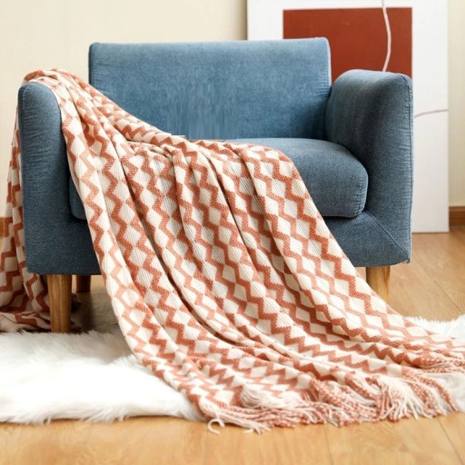 Pătură tricotată cu ciucuri 130 x 200 cm N975