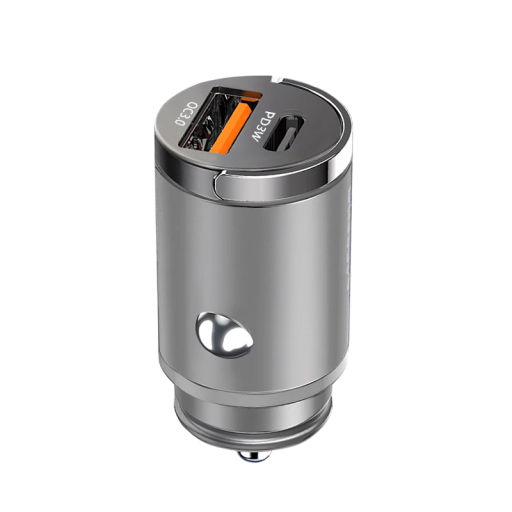 PD30W USB C og USB A mini cigarettænderoplader, hurtigopladning Type C, understøtter to enheder, der er kompatible med modeller