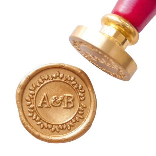 Pečatná raznica Svadobná pečiatka na pečatný vosk s 2 iniciálami Pečatná pečiatka