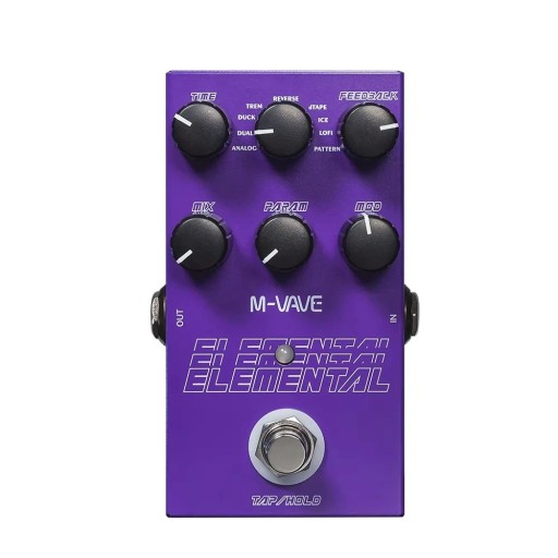 Pedal de reverb digital M-VAVE pentru chitară electrică violet Pedal de efect cu 9 moduri de reverb și control Decay Mix Level carcasă metalică