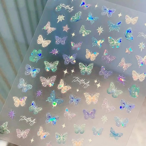 Pegatinas de mariposas holográficas transparentes brillantes multicolores para agenda, scrapbook, cuaderno, decoración de teléfono, creación creativa