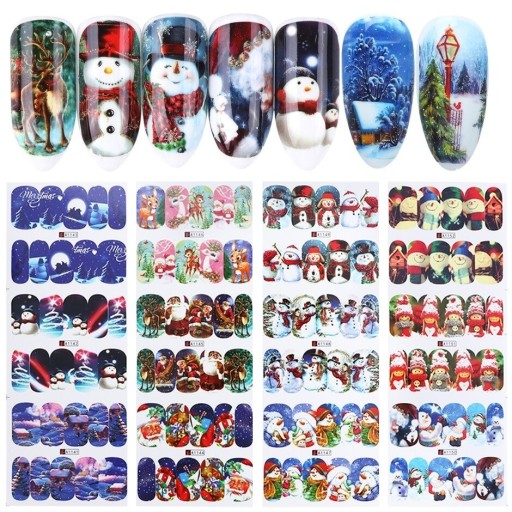Pegatinas navideñas para uñas, 12 unidades