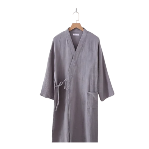 Peignoir kimono pour homme Peignoir en coton léger avec ceinture à nouer à la taille Coupe confortable et aérée pour un usage domestique, préparation matinale et détente du soir