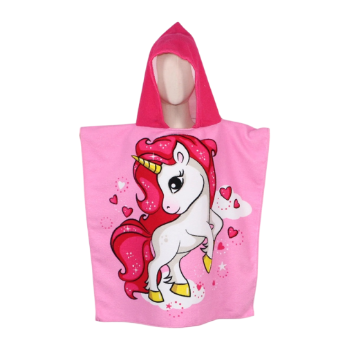 Peignoir pour enfants avec capuche 60 x 120 cm Pour une hauteur de 80 - 130 cm Unisex peignoir confortable pour enfants avec motif de conte de fées de licorne
