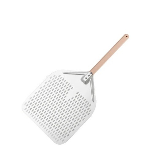 Pelle à pizza 35 x 76 cm Pelle en métal perforée avec long manche pour pizza au four et au gril Outil de cuisson professionnel