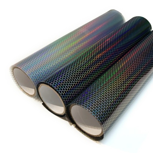 Pellicola per fari 30x150 cm con motivo a nido d'ape Effetto arcobaleno Nero chiaro Nero scuro Trasparente