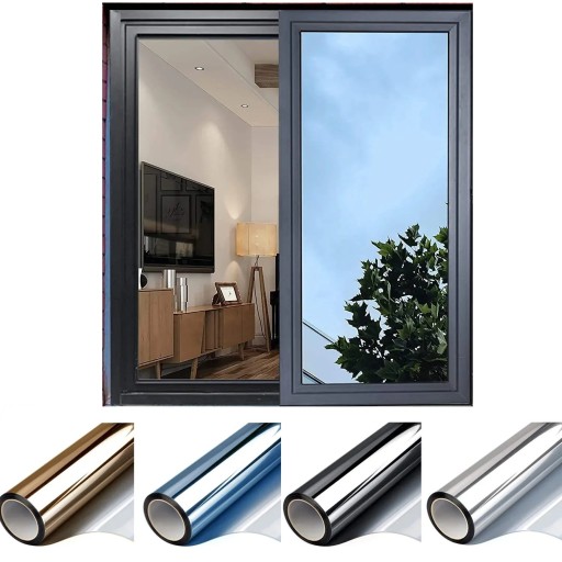 Pellicola per finestre a specchio unidirezionale PET 50 x 100 cm Pellicola anti-sole Protezione UV Privacy Finestre Appartamento Casa Ufficio