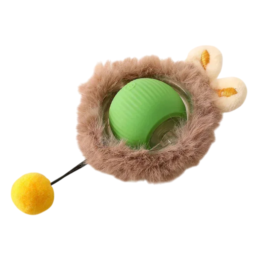 Pelota de carreras para gatos con nido de pájaro de peluche Juguete interactivo iluminado 4 modos Pelota de silicona Carga USB-C Cordón con pompón