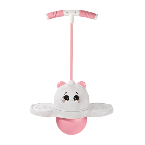 Pelota saltarina para niños con asa para equilibrio y fuerza 80 x 38 cm diseño de gato rosa y blanco para fitness al aire libre y juego en el patio