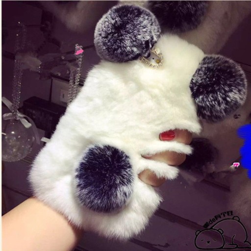 Pelsagtigt panda-cover til Samsung S7, S7 edge J1337