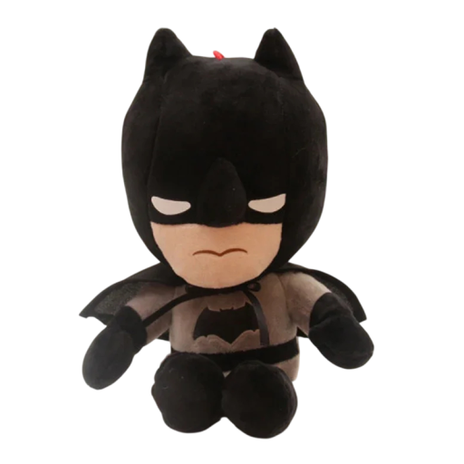 Peluche Batman 27 cm Super-héros DC Comics Cape noir et masque Peluche pour dormir Décoration Cadeau pour les fans et les enfants