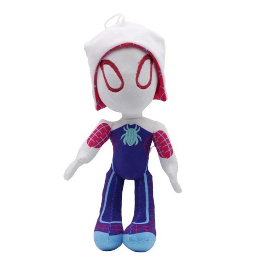 Peluche de Spider-Gwen con lazo de 30 cm, disfraz de superhéroe de Marvel blanco y morado, diseño de araña, juguete de peluche colgante, regalo decorativo para niños