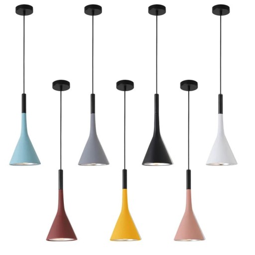 Pendant Light Modern Conical Shade Warm Light Height 36 cm Diameter 15 cm Cable 150 cm Metal LED Bulb E27