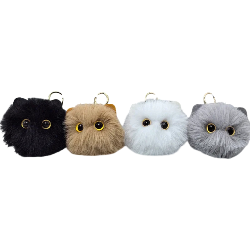 Pendente de chaves com gato de peluche Tamanho universal Anel de metal para chaves Chaveiro fofinho para mochila