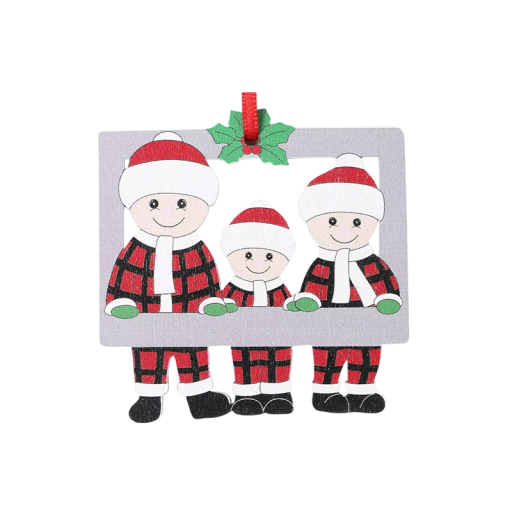 Pendente de Natal Familiar 7.7 x 7.5 cm Ornamento suspenso pessoal com o tema de pai e filho Decoração para o lar