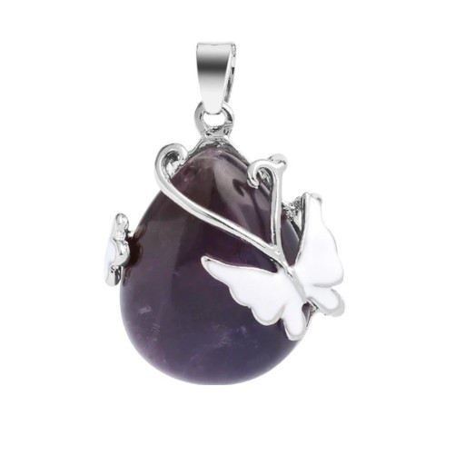 Pendente feminino com pedra e borboleta