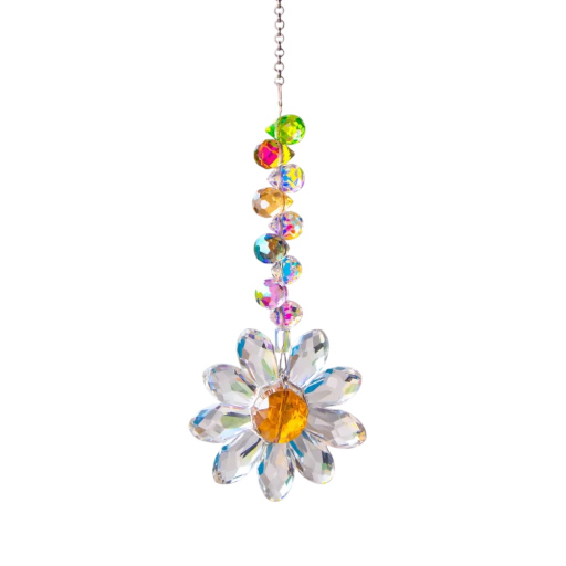 Pendente in cristallo di vetro con motivo floreale 32 cm decorazione da interni multicolore