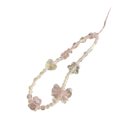 Pendente in perline per cellulare Perline rosa e trasparenti Orsetto fiocco fiore cuore Decorazione alla moda per telefono Cinturino decorativo per cellulare