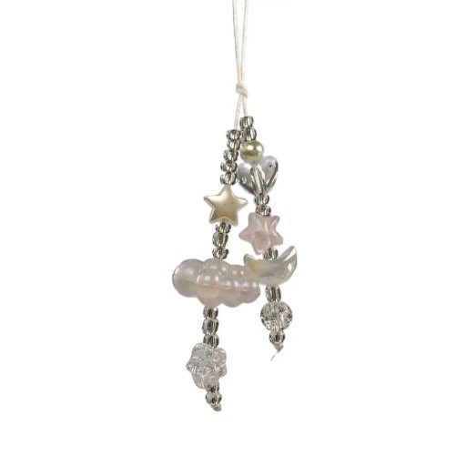 Pendente per telefono con stella, cuore e luna. Catenina per cellulare, cordino per telefono, decorazione per zaino, accessorio decorativo