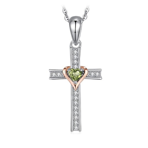 Pendentif femme croix avec cœur