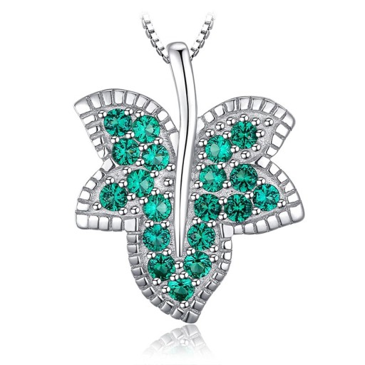 Pendentif femme feuille émeraude
