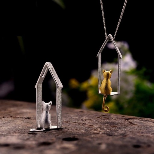 Pendentif pour femme avec chat D643