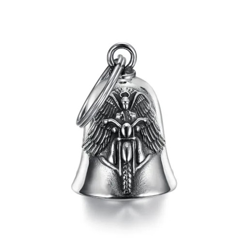 Pendentiv pentru chei în formă de clopot cu înger pe motocicletă Pendentiv moto metalic Cheie decorativă pentru motocicliști